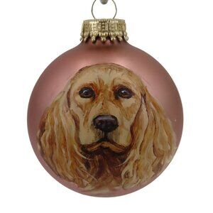 Hand Painted Cocker Spaniel Dog Pearlized Glass Christmas Ornament Holiday 2006